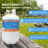 imageFlame King YSN330 30lb Steel Propane Tank Cylinder with Gauge and OPD Valve for Grills and BBQs Camping Fishing ampamp Outdoor Activities White30LB Propane Tank  Gauge