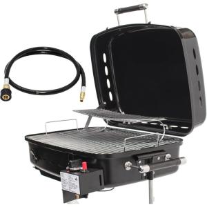 imageFlame King RV Or Trailer Mounted BBQ  Motorhome Gas Grill  214 Sq Inch Cooking Surface  Adjustable Flame Controller ampamp 48 Inch Quick Connect HoseRV Grill  Quick Connect Hose