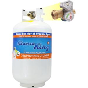 imageFlame King YSN330 30lb Steel Propane Tank Cylinder with Gauge and OPD Valve for Grills and BBQs Camping Fishing ampamp Outdoor Activities White30LB Propane Tank  Gauge