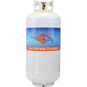 imageFlame King YSN401 Steel Propane Tank Cylinder With Overflow Protection Device Valve 40 Lb WhiteTank Cylinder