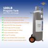 imageFlame King 100LB Empty Propane Tank with Wheels Horizontal ampamp Vertical LP Cylinder with Builtin Gauge for Fire Tables Fire Pits Patio Heaters Barbeques Lunch Trucks Weed Torches ampamp Truck Campers100LB Tank with POL Valve